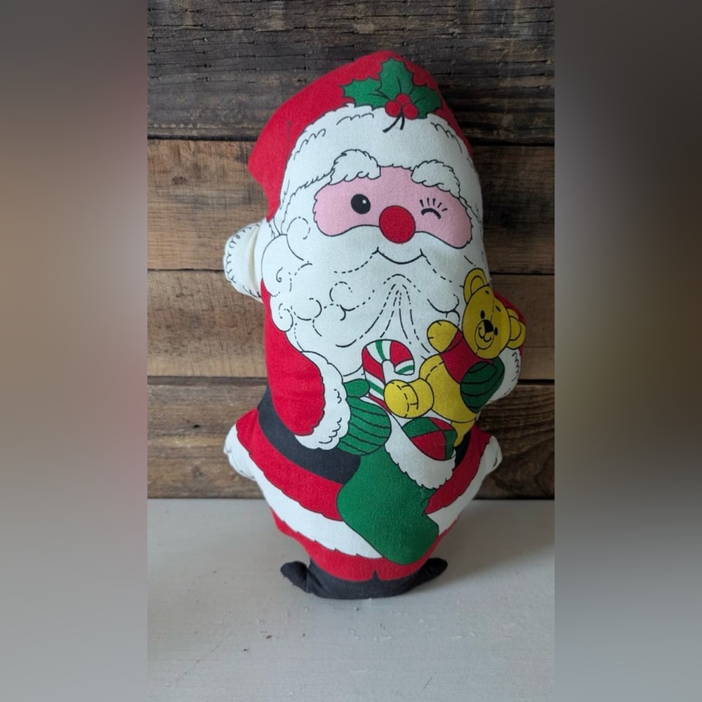 Cute vintage rare find 80s santa winking pillow